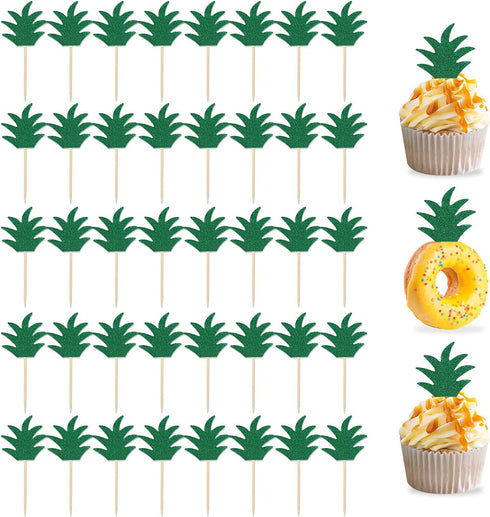 48PCS Pineapple Cupcake Donut Cake Toppers, Pineapple Cute Cupcake Picks for Summer Tropical Hawaiian Party Cake Decorations...