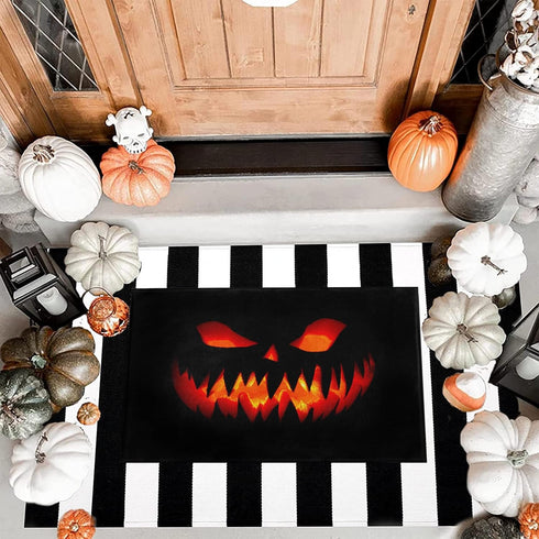 Halloween Welcome Doormat, 17 X 29 Inch Halloween Pumpkin Decorative Bathroom Mat Rubber Backing Non-Slip Floor Mat for Indoor...