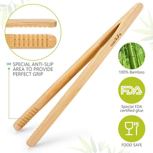 Reusable Classic Bamboo Toast Tongs - Wood Cooking Tong,Ideal for Toaster,Fruits, Bread & Pickles, Kitchen Utensil For Cheese Bacon Muffin Fruits ...