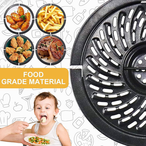 Power Dash Chefman 2QT Round Non-Stick Air Fryer Grill Pan Tray Rack with Rubber Feet, Grill Plate Crisper Plate for Air Fryer Accessories, Dishwa...