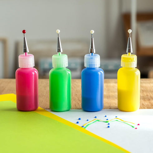 4 Ultra-fine Tip Applicator Bottles 20ml Clear, for storing & applying craft supplies & mediums like glitter, glue, paint, stains, inks - Creative...