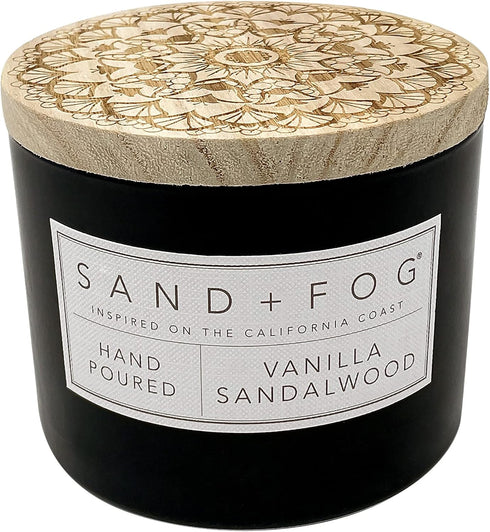 Sand + Fog Scented Candle - Vanilla Sandalwood – Additional Scents and Sizes – 100% Cotton Lead-Free Wick - Luxury Air Freshening Jar Candles - Pe...