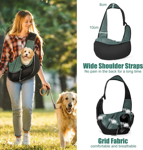 Pet Carrier Sling, Puppy Dog Sling Hands-Free, Pet Carrier Sling Bag for Small Dog, Dog Sling Bag 15 lbs for Travel Outdoor Parties Hiking Riding ...