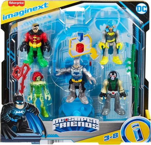 Fisher-Price Imaginext DC Super Friends Preschool Toys Batman Battle Multipack 9-Piece Figure Set with Light-Up Backpack for Ages 3+ Years...