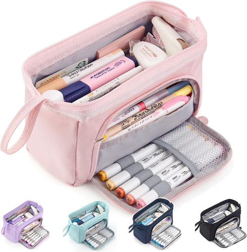 HVOMO Pencil Case Large Capacity Pencil Pouch Handheld Pen Bag Cosmetic Gift for Office School Teen Girl Boy Men Women Adult (Pink)...