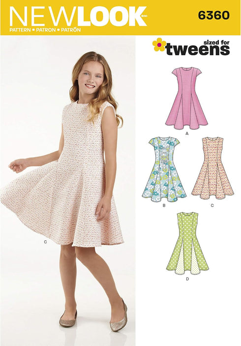 Simplicity New Look Patterns UN6360A Girls' Sized for Tweens Dress, A (8-10-12-14-16)...