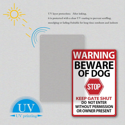 Beware of Dog Signs for Fence,Warning Tin Sign Beware of Dog,Do Not Enter,Home Kitchen Farm Garden Garage Wall Decor 12x8inch...