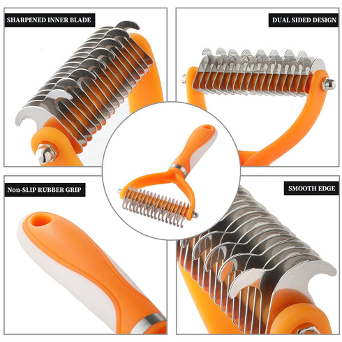 Pet Grooming Brush and Self Cleaning Slicker Brush, Dog Brush Cat Brush for Shedding, Undercoat Rake for Dogs & Cats, Deshedding Dematting Brush f...