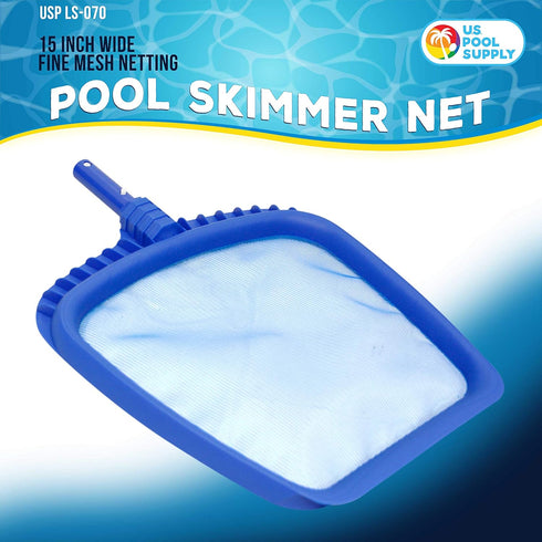 U.S. Pool Supply Professional Heavy Duty Large 15" x 16" Swimming Pool Leaf Skimmer Net - Fine Mesh Netting, Easy Scoop Edge - Fast Cleaning, Debr...