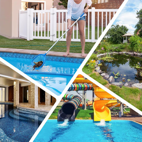 Swimming Pool Skimmer Net Total Length 57 inches, Leaf Rake Net with 4 Section Telescopic Aluminum Pole for Fast Cleaning Ponds, Hot Tub, and Spas...