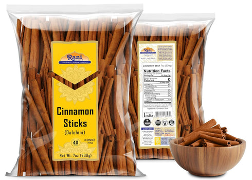 Rani Cinnamon Sticks 7oz (200g) - 36-44 Sticks - Strong Aroma, Perfect for Baking, Cooking & Beverages | 3+ Inches Length - Cassia Saigon Cinnamon...