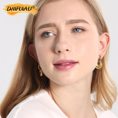 Waterproof 14K Gold Plated Filled Thick Small Gold Hoop Earrings for Women, Huggie Hoop Earrings, Hypoallergenic Lightweight Earrings, Gold Silver...