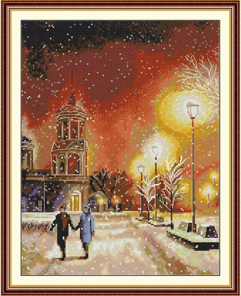 ITSTITCH Stamped Cross Stitch Kits - Full Set of Embroidery for Beginners or Adults,14 CT 2 Strands DIY Christmas Eve Patterns Counted Arts Craft ...