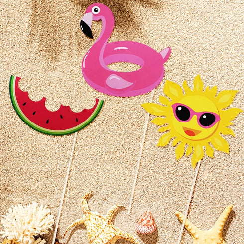 Pool Photo Booth Props Beach Pool Party Favors Summer Party Photo Props for Baby Shower, Birthday, Hawaii...