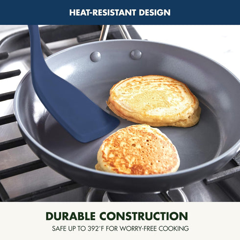 GreenPan Silicone Solid Turner Spatula, Flipping Cooking Kitchen Utensil, Flexible Rubber Nonstick Cookware, Rigid Steel Core, Heat-Resistant, Ant...