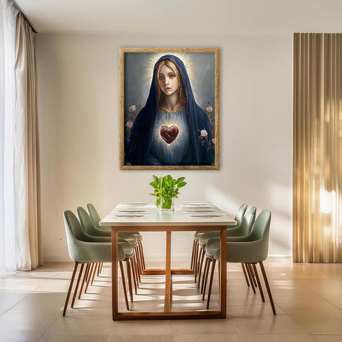 Posterizer 1 pcs-serene symbolic depiction of the Sacred Heart of Mary 1-Religious Posters Gift For Buddhism Meditation philosophy Fans- unframed ...