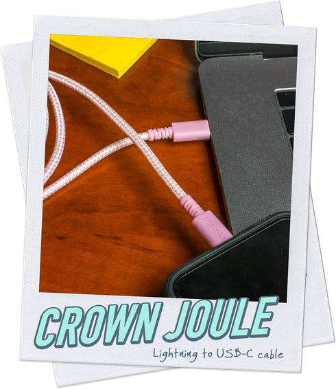 Smartish USB-C to Lightning Cable for iPhone 15/14 - Crown Joule - 6 Foot Universal Fast Fabric Wrapped Charging Cable - Apple MFi Certified for i...
