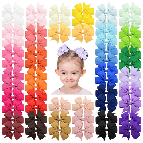 60PCS 3 Inch Hair Bows Grosgrain Ribbon Toddler Hair Accessories with Alligator Clip Bow for Girls Baby Kids Teens In Pairs...