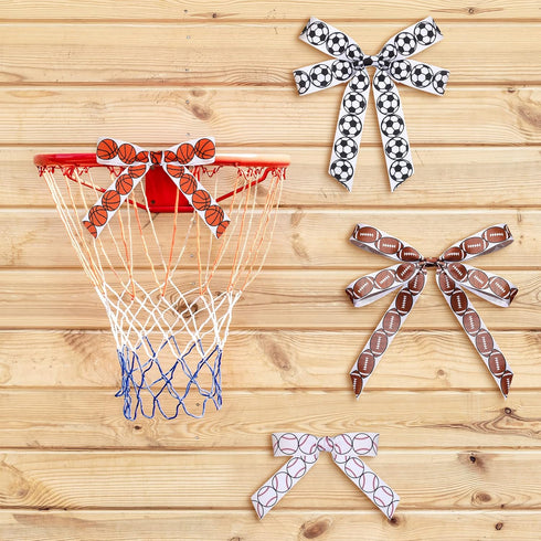 MTLEE 4 Rolls Basketball Football Baseball Sport Ribbon Brown White Wired Edge Ribbon Grosgrain Ribbon Polyester Burlap Ribbon for Party Wrapping ...