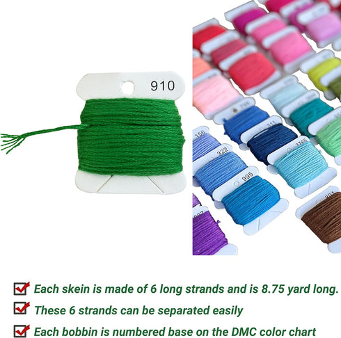 Embroidery Floss,52 Rainbow Colors Hand Embroidery Thread on Bobbins,Friendship Bracelet String,Cross Stitch Supplies,Threads for Bracelets Making...