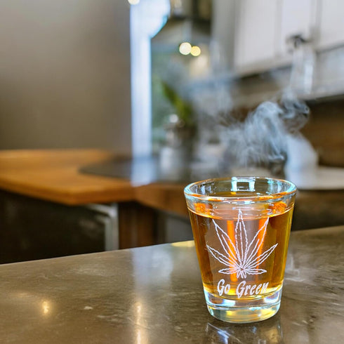 2oz Pot Leaf Go Green Shot Glass...