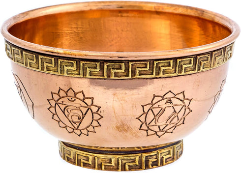 7 Chakras Copper Offering Bowl - for Altar Use, Ritual Offerings, Home Decor, Chakra Decor, Meditation Accessories - Incense Holder and Smudge Bow...