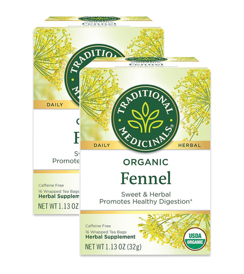 Traditional Medicinals Organic Fennel Herbal Tea, Promotes Digestive Health, (Pack of 2) 32 Tea Bags Total...