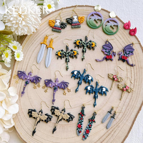 Keoker Dragon Clay Cutters, Polymer Clay Cutters Dragon, Dragon Earring Clay Cutter, Polymer Clay Cutters for Jewelry Making....