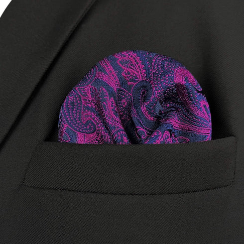 S&W SHLAX&WING Pocket Squares for Men Purple Blue Fuchsia Paisley...