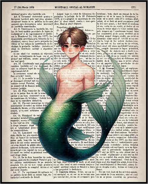 Posterizer 1 pcs-Cute Merman Dictionary Wall Art-Abstract & Modern Art-Movie & Cinema Art-Gift for Girls, Teens-Decor for nursery toddlers kids ro...