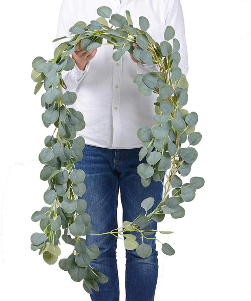 DearHouse Artificial Eucalyptus Garland Faux Silk Eucalyptus Leaves Vines Handmade Garland Greenery Wedding Backdrop Arch Wall Decor...