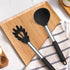 TeamFar Silicone Pasta Fork and Ladle Spoon Set, 2 Pcs Large Nonstick Kitchen Utensils with Stainless Steel Handle for Cooking, Draining, Serving ...