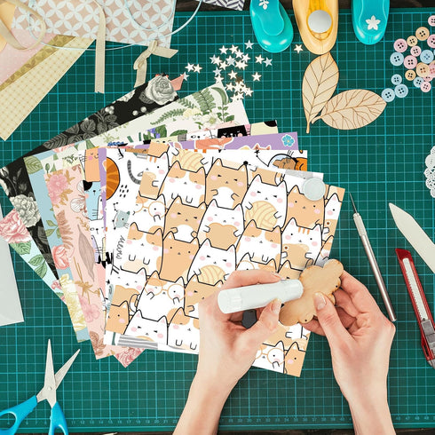 48 Sheets 24 Designs Scrapbook Paper Pad, 6"×6" Single-Sided Decopodge Craft Paper,Cardstock Paper,Scrapbooking DIY Decorative Background Cardmaki...