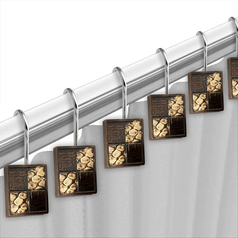 Popular Bath 713176 Shower Curtain Hooks, Zambia Collection, Set of 12, Animal Print/Beige, Chocolate...