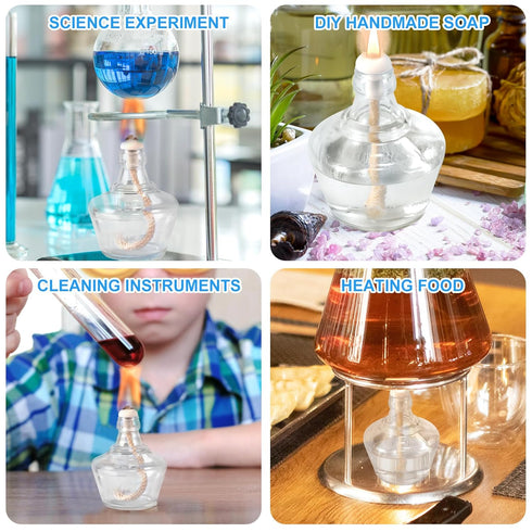 Annhua Alcohol Lamp Burner Alcohol Bunsen Burner 150ML, Glass Alcohol Burner Lab Equipment Heating - 5 Replacement Wicks, 2 Droppers and Funnel...