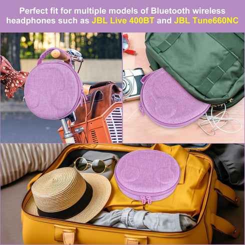 Headphone Case, EVA Hard Case for JBL Live 400BT/460NC and JBL Tune 500BT/510BT/660NC/600 BTNC/570BT Bluetooth Wireless Headphone - Purple......