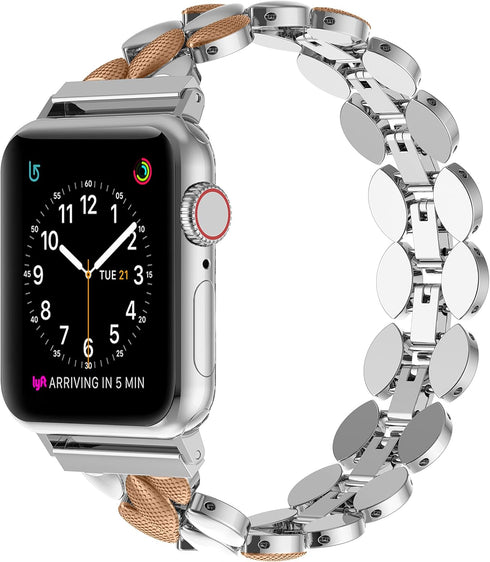 Moolia Elegant Metal Strap Compatible with Apple Watch Band 38mm 40mm 41mm 42mm Metal Fashion Women Replacement Strap Bracelet for iWatch Series 1...