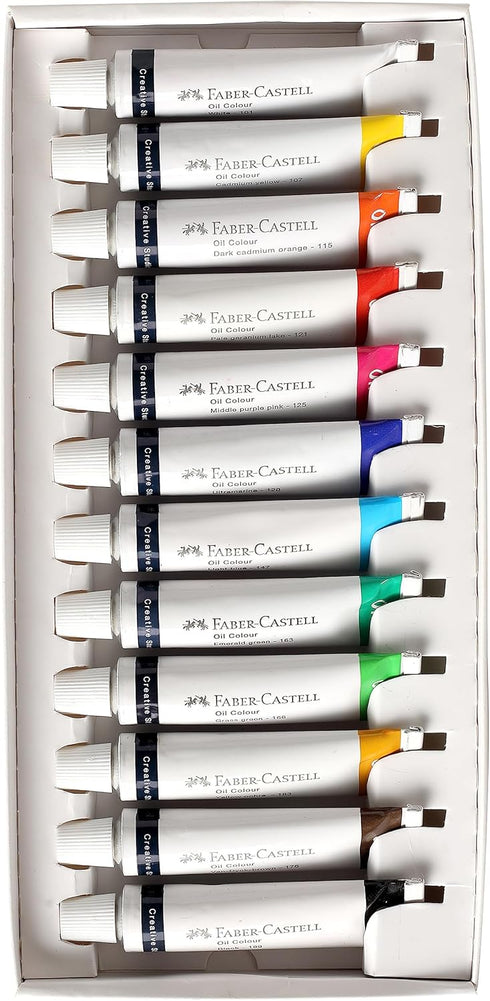 Faber-Castell Oil Paint Set: 12 Liquid Oil Paint Tubes (20ml), Oil Painting Supplies for Beginner and Hobby Artists...