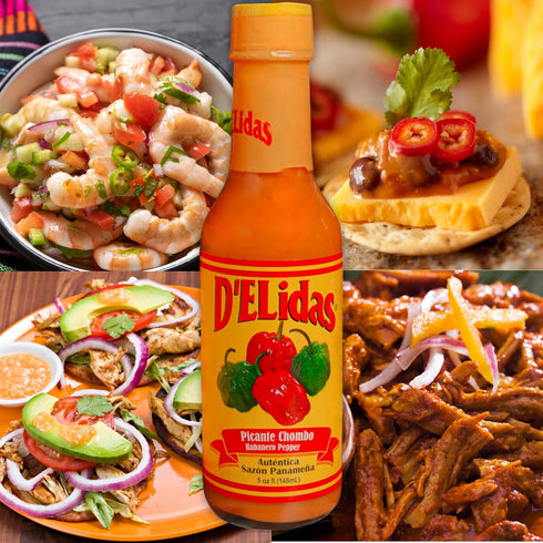 D'ELidas Habanero Hot Sauce, Natural Habanero Pepper Hot Sauce, Chombo Picante Sauce #1 in Panama, Non-GMO, Keto Friendly Food Habanero Sauce, 5 F...