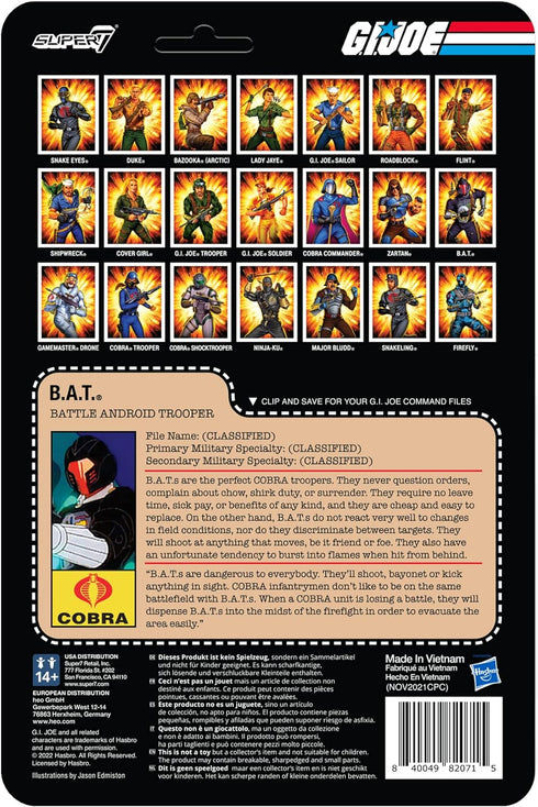Super7 G.I. Joe Cobra B.A.T. - 3.75" G.I. Joe Action Figure with Accessory Classic Cartoon Collectibles and Retro Toys...