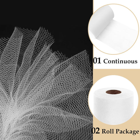 White Tulle Fabric Roll 6 Inch by 100 Yards (300 feet) Sheer Tulle Ribbon for Christmas Gift Wrapping Tutu Skirt Wedding Baby Shower Party Decorat...