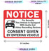 10-Pack Double Sided 3.5"x2.5" - Notice Vehicle is Equipped with Audio and Video Recording Devices Consent by Entering Car Sticker-Vinyl Decal, UV...
