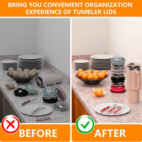Tumbler Lid Organizer, Stainless Steel Detachable Vertical Storage Up to 10 Cup Lid Organizer for Kitchen Cabinet Organization Tumbler Lid Holder ...
