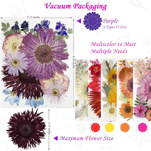 Dried Pressed Flowers for Resin, Big Size Pressed Flowers Dry Leaves Bulk Natural Herbs Kit for Scrapbooking DIY Art Crafts, Candle Making, Nails ...