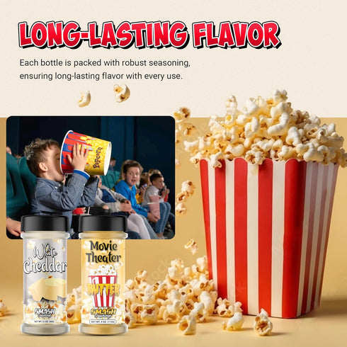 Smash Seasonings White Cheddar Cheese & Movie Theater Butter - 2 Pack of Delicious Popcorn Flavoring Seasoning in a Shaker Bottle - Enhance Your S...