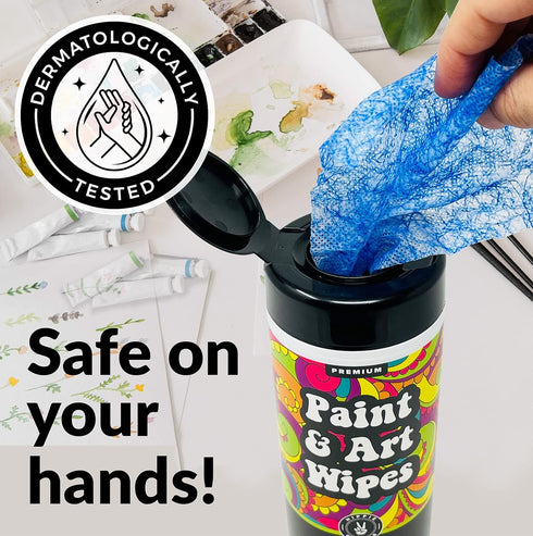 Paint & Art Wipes Paint Remover Wipes Cleaner Epoxy Glue Stains Latex, Acrylic Hand Cleaner and Plastic, Metal or Wood Surfaces, Floors, Brushes, ...