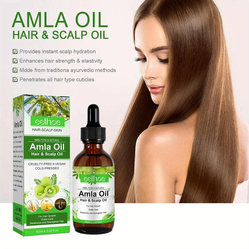 2 Pack Amla Oil Hair Scalp Oil for Hair Care and Growth Healthy Rejuvenates Hair Strengthens Hair Penetrates Root To Tip Hair Care Essential Oil f...