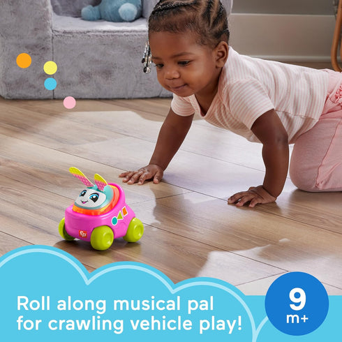 Fisher-Price Baby Learning Toy DJ Buggy Pink Push-Along Car with Music & Lights for Crawling Play for Infants Ages 9+ Months...