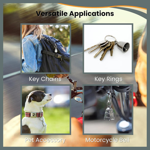 Guardian Bell Good Luck Bell w/Keyring & Black Velvet Gift Bag | Motorcycle Bell | Lead-Free Pewter | Good Luck Gift to Friends & Family | Bike Be...