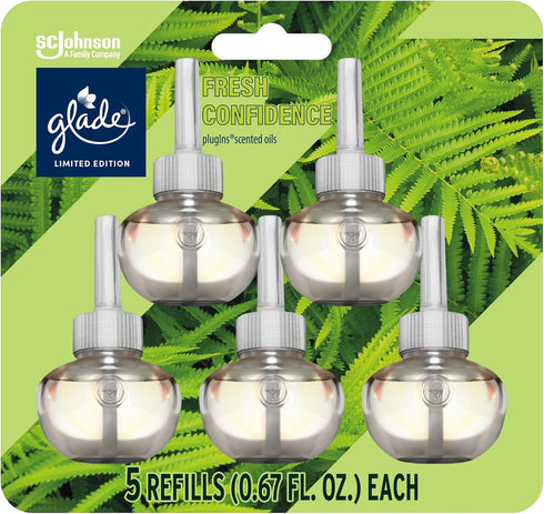 Glade PlugIns Refills Air Freshener, Scented and Essential Oils for Home and Bathroom, Fresh Confidence 3.35 Fl Oz, 5 Count...